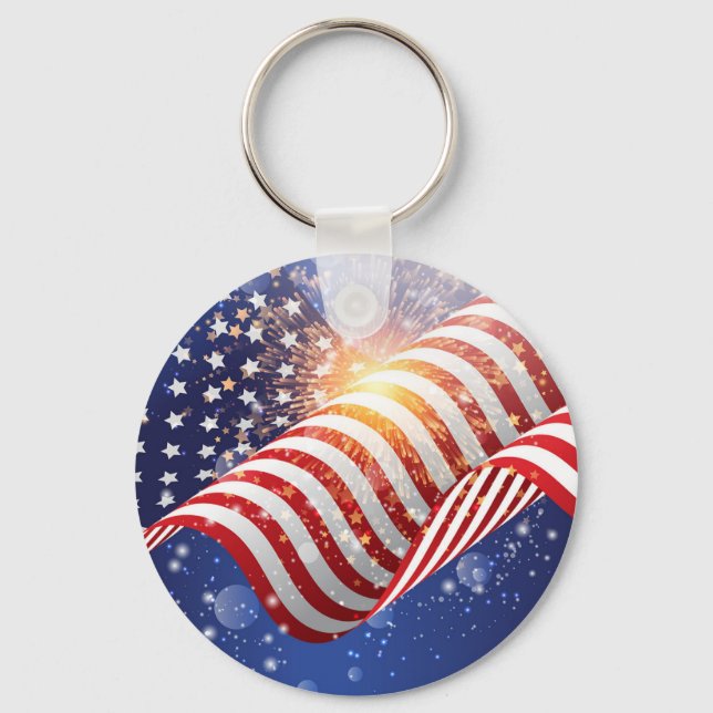 Patriotic July 4th Keychain (Front)