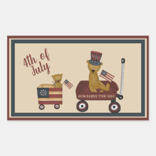 Patriotic July 4th Teddy Bears on Parade Sticker