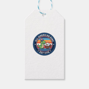 Patriotic Kawaii Dinosaur All-american DINO EST 17 Gift Tags