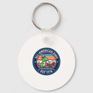 Patriotic Kawaii Dinosaur All-american DINO EST 17 Keychain
