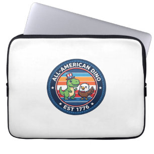 Patriotic Kawaii Dinosaur All-american DINO EST 17 Laptop Sleeve