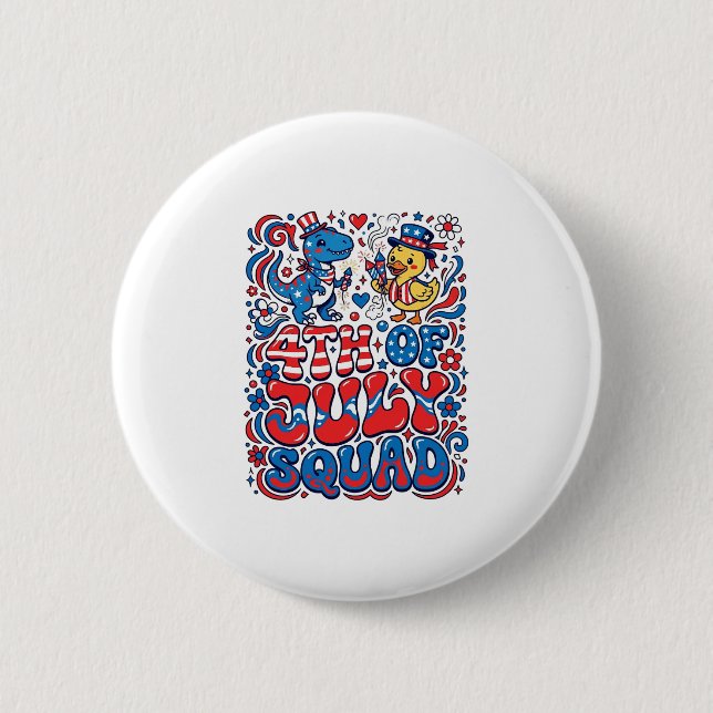Patriotic Kawaii Dinosaur Best Step-dad Ever Step- 2 Inch Round Button (Front)