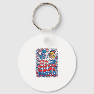 Patriotic Kawaii Dinosaur Best Step-dad Ever Step- Keychain
