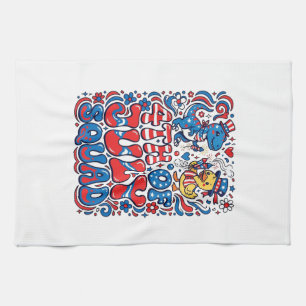Patriotic Kawaii Dinosaur Best Step-dad Ever Step- Kitchen Towel
