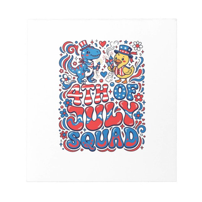 Patriotic Kawaii Dinosaur Best Step-dad Ever Step- Notepad (Front)