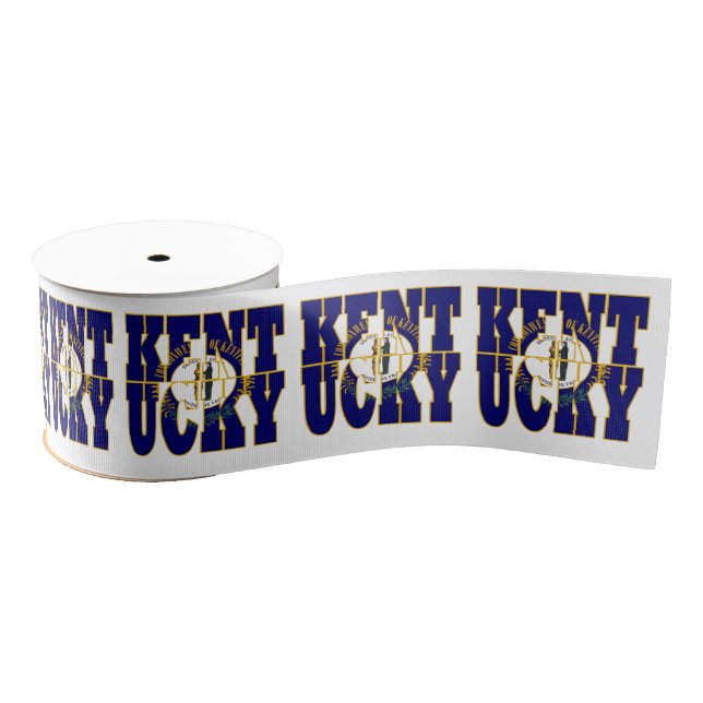 Patriotic Kentucky state flag typography design Grosgrain Ribbon (Spool)