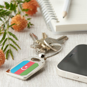 Patriotic keychain with Flag of Azerbaijan