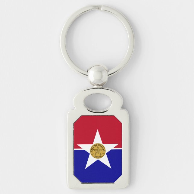 Patriotic keychain with Flag of Dallas (Front)