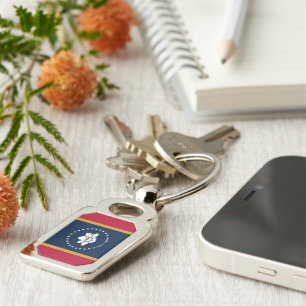 Patriotic keychain with Flag of Mississippi, USA