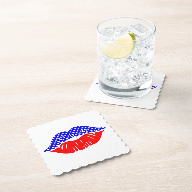 Patriotic Kiss Paper Drink Coaster (Insitu)