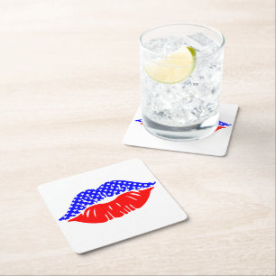 Patriotic Kiss Paper Drink Coaster