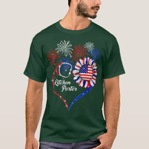 Patriotic Kitchen Porter 4th Of July American Flag T-Shirt