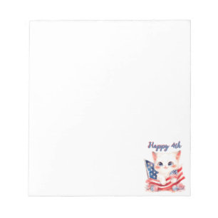 Patriotic Kitten 4th of July Happy 4th Custom Notepad