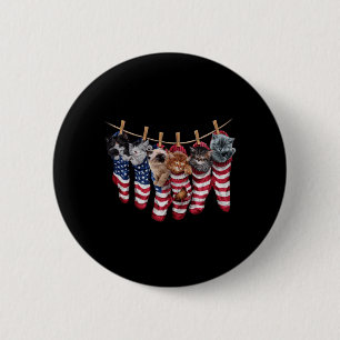 Patriotic Kittens In Aamerican Flag Socks Funny 2 Inch Round Button