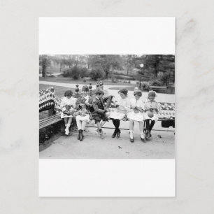 Patriotic Knitting Bee, early 1900s Postcard