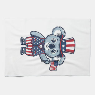Patriotic Koala Vector Vintage Shirt Design_1 Kitchen Towel