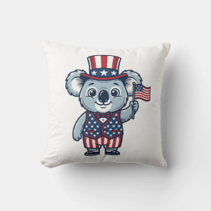 Patriotic Koala Vector Vintage Shirt Design_1 Throw Pillow