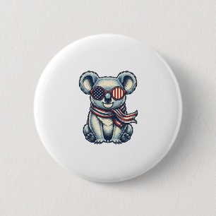 Patriotic Koala Vintage Engraving Shirt Design_1 2 Inch Round Button