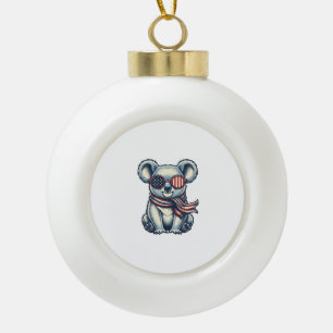 Patriotic Koala Vintage Engraving Shirt Design_1 Ceramic Ball Christmas Ornament