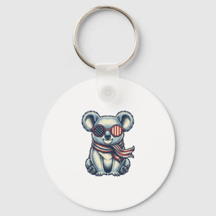 Patriotic Koala Vintage Engraving Shirt Design_1 Keychain