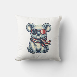 Patriotic Koala Vintage Engraving Shirt Design_1 Throw Pillow