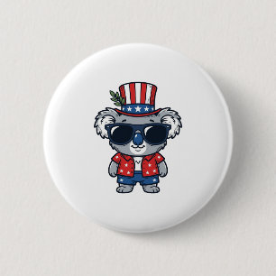 Patriotic Koala Vintage Style Vector Art_1 2 Inch Round Button