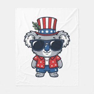 Patriotic Koala Vintage Style Vector Art_1 Fleece Blanket