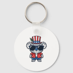 Patriotic Koala Vintage Style Vector Art_1 Keychain