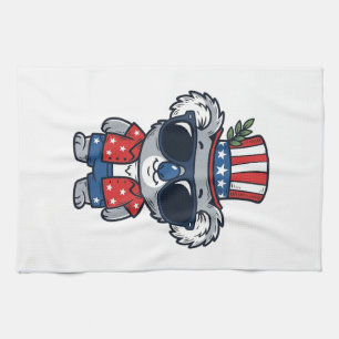 Patriotic Koala Vintage Style Vector Art_1 Kitchen Towel