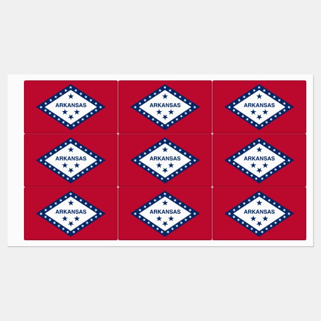 Patriotic labels with flag of Arkansas State, USA (Sheet)