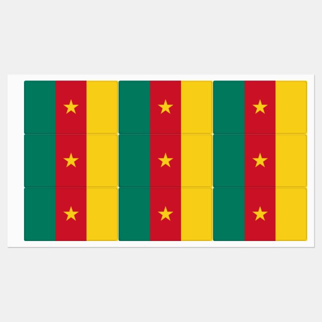 Patriotic labels with flag of Cameroon (Sheet)