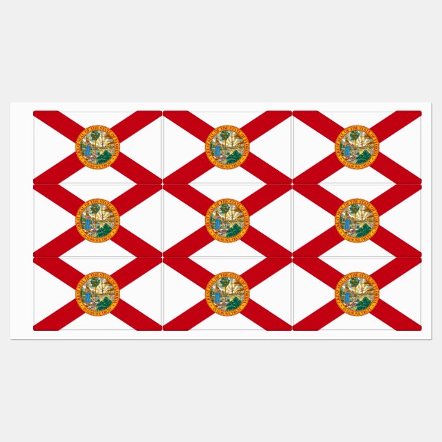 Patriotic labels with flag of Florida State (Sheet)