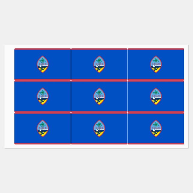 Patriotic labels with flag of Guam (Sheet)