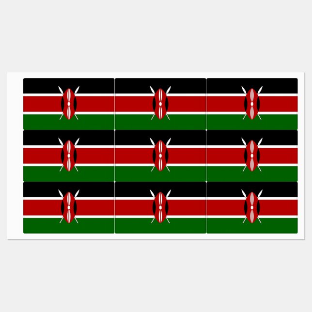 Patriotic labels with flag of Kenya (Sheet)