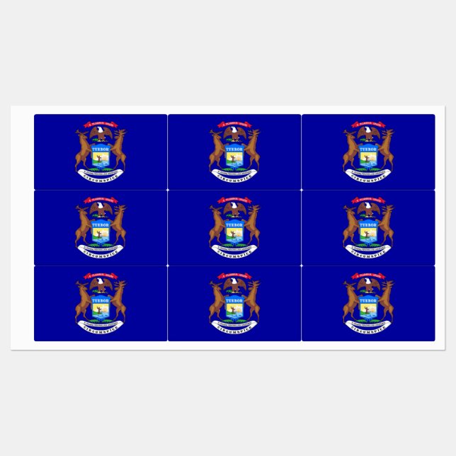 Patriotic labels with flag of Michigan State (Sheet)
