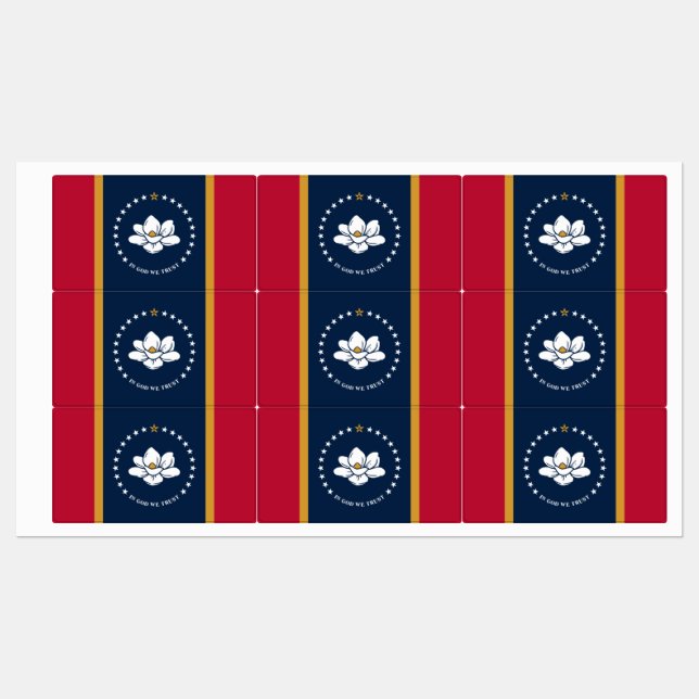 Patriotic labels with flag of Mississippi (Sheet)