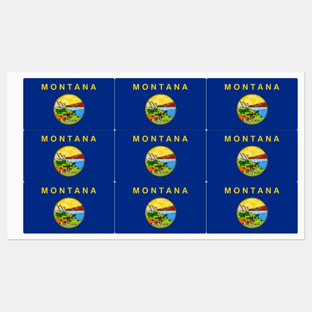Patriotic labels with flag of Montana State (Sheet)
