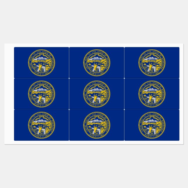 Patriotic labels with flag of Nebraska State (Sheet)