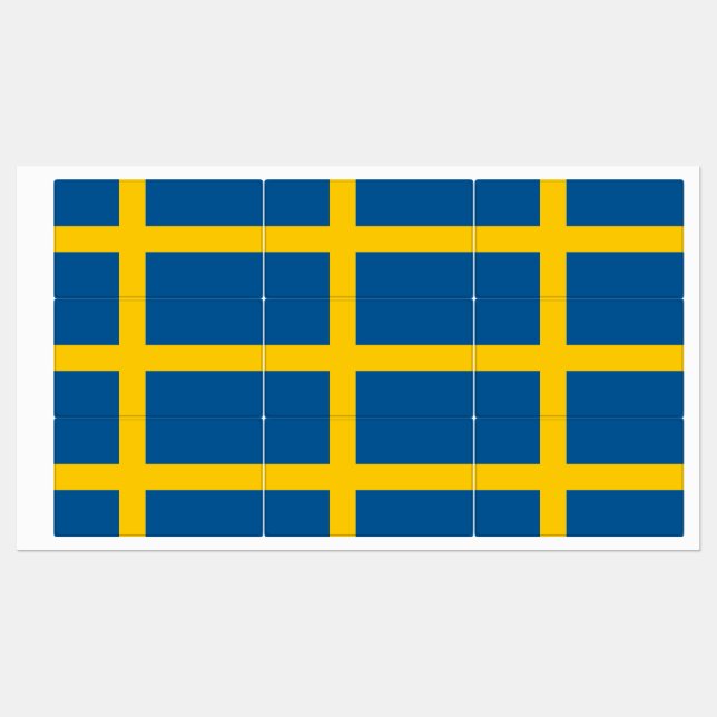 Patriotic labels with flag of Sweden (Sheet)