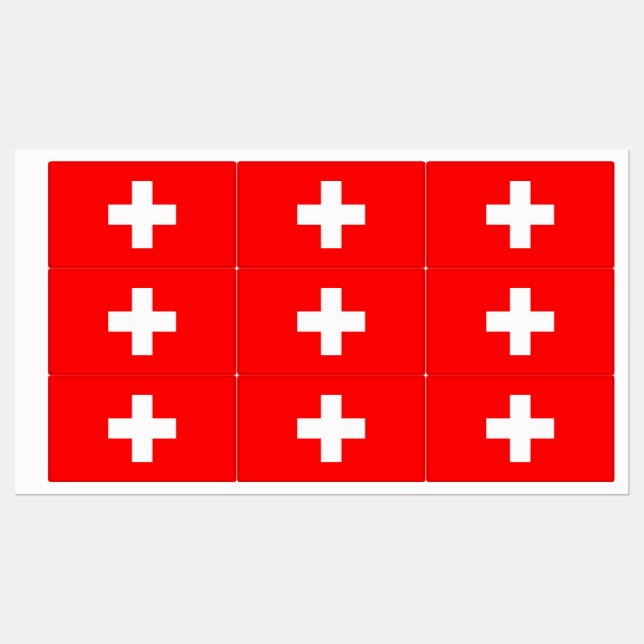 Patriotic labels with flag of Switzerland (Sheet)