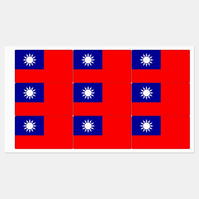 Patriotic labels with flag of Taiwan (Sheet)