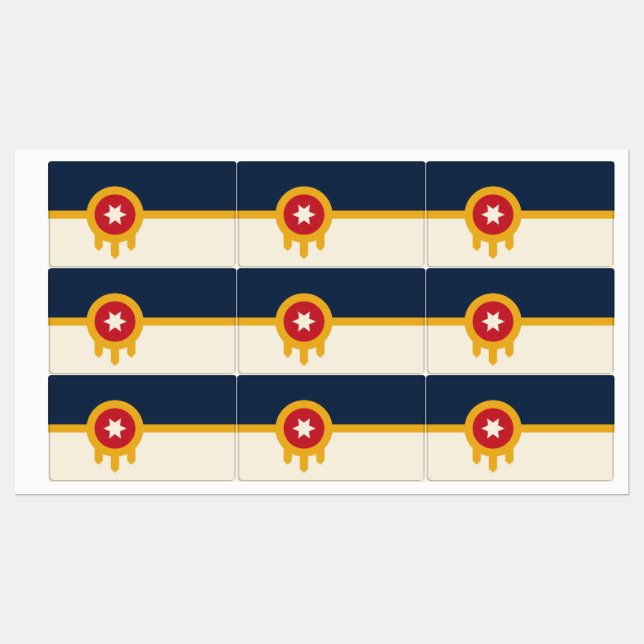 Patriotic labels with flag of Tulsa, Oklahoma (Sheet)