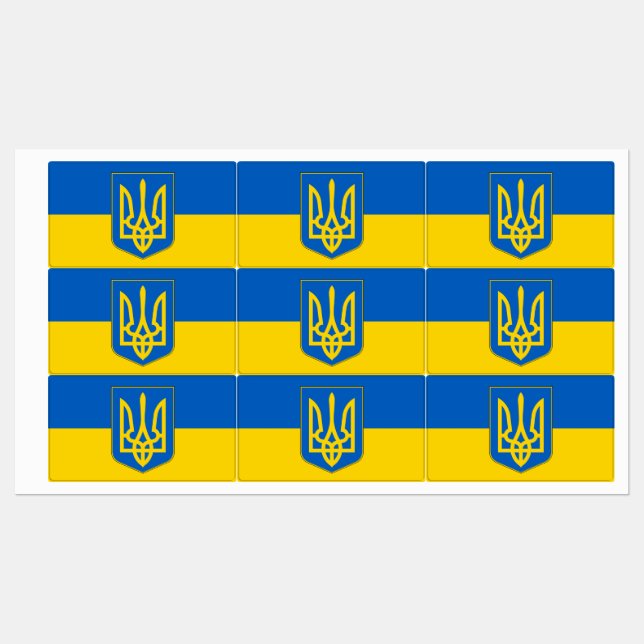 Patriotic labels with flag of Ukraine coat of arms (Sheet)