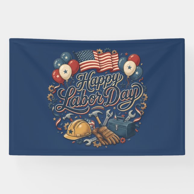 Patriotic Labor Day / Día del Trabajo Festivo Banner (Horizontal)