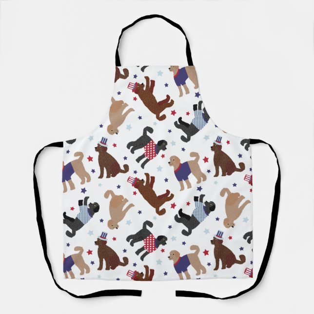 Patriotic Labradoodle Pattern Apron (Front)