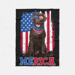Patriotic Labrador 4th Of July Usa Patriotic Choco Fleece Blanket