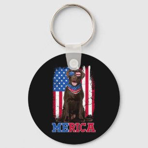 Patriotic Labrador 4th Of July Usa Patriotic Choco Keychain