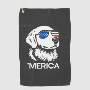 Patriotic Labrador American Flag Fourth of July Golf Towel