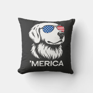 Patriotic Labrador American Flag Fourth of July Throw Pillow