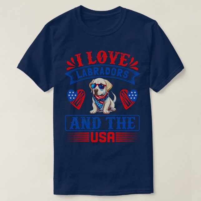 Patriotic Labrador Dog 1 T-Shirt (Design Front)